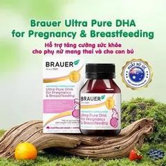 Viên uống hỗ trợ sức khỏe cho phụ nữ mang thai và cho con bú Brauer Ultra Pure DHA 60 viên - Bổ sung Omega-3 và Vitamin D3
