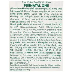 Viên Uống Bổ Sung Vitamin Prenatal One For Life (60 Viên) - Chăm Sóc Sức Khỏe Cho Phụ Nữ Mang Thai Và Sau Sinh