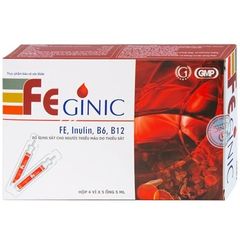 Dung dịch bổ sung sắt Feginic 4 vỉ x 5 ống x 5ml - Hỗ trợ cải thiện tình trạng thiếu máu cho phụ nữ mang thai và trẻ em.