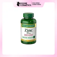 Viên uống bổ sung kẽm Nature's Bounty Zinc 50mg - Hỗ trợ sức đề kháng và sức khỏe làn da, 400 viên