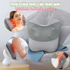 Gối Massage Lưng Cổ Vai Gáy Booster Boluojun BT-30 - Massage Nhiệt Hồng Ngoại, Pin Sạc Tiện Lợi, Thư Giãn Tại Nhà