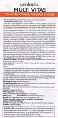 Viên Uống Bổ Sung Vitamin Tổng Hợp Multi Vitas Lab Well 60 Viên - Tăng Cường Sức Đề Kháng, Cải Thiện Năng Lượng, Dinh Dưỡng Toàn Diện