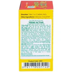 Viên Uống Bổ Sung Vitamin và Khoáng Chất Teens Active - Hỗ Trợ Phát Triển Toàn Diện cho Thanh Thiếu Niên (60 Viên)