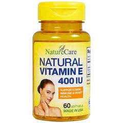 Viên uống Vitamin E 400 IU NatureCare - Bổ sung làm đẹp da và cải thiện sức khỏe làn da (60 viên)