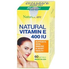 Viên uống Vitamin E 400 IU NatureCare - Bổ sung làm đẹp da và cải thiện sức khỏe làn da (60 viên)