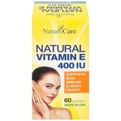 Viên uống Vitamin E 400 IU NatureCare - Bổ sung làm đẹp da và cải thiện sức khỏe làn da (60 viên)
