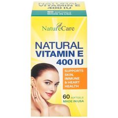 Viên uống Vitamin E 400 IU NatureCare - Bổ sung làm đẹp da và cải thiện sức khỏe làn da (60 viên)