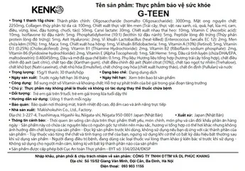 Siro G-TEEN Kenko Bổ Sung Vitamin và Khoáng Chất Cho Bé Gái - Hỗ Trợ Tăng Trưởng Và Phát Triển Tối Ưu (30 Gói x 15g)