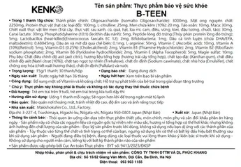 Siro B-TEEN Kenko - Bổ sung vitamin và khoáng chất cho bé trai đang phát triển, 30 gói x 15g, hương vị thơm ngon, dễ uống