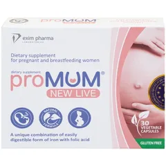 Viên uống proMUM New Live bổ sung Acid Folic và Sắt cho phụ nữ mang thai và cho con bú - 30 viên dinh dưỡng thiết yếu cho mẹ và bé
