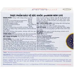 Viên uống proMUM New Live bổ sung Acid Folic và Sắt cho phụ nữ mang thai và cho con bú - 30 viên dinh dưỡng thiết yếu cho mẹ và bé
