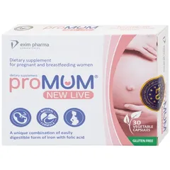 Viên uống proMUM New Live bổ sung Acid Folic và Sắt cho phụ nữ mang thai và cho con bú - 30 viên dinh dưỡng thiết yếu cho mẹ và bé