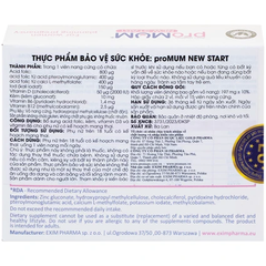 Viên Uống Bổ Sung ProMUM New Start - Acid Folic, Kẽm, Vitamin D Cho Phụ Nữ Kế Hoạch Mang Thai (2 Vỉ x 15 Viên)
