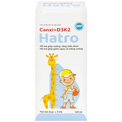 Siro Bổ Sung Canxi + D3K2 Hatro 120ml - Giúp Xương Răng Chắc Khỏe, Dinh Dưỡng Thiết Yếu Cho Trẻ Em và Phụ Nữ Có Thai