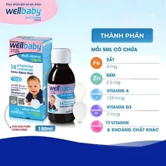 Siro Bổ Sung Vitamin và Khoáng Chất Wellbaby Multi-Vitamin Liquid 150ml - Hỗ Trợ Phát Triển Toàn Diện cho Trẻ Từ 6 Tháng Đến 4 Tuổi