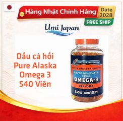 Dầu Cá Hồi Pure Alaska Omega 3 Nhật Bản - 540 Viên Hỗ Trợ Tim Mạch, Tăng Cường Não Bộ, Bổ Sung EPA & DHA