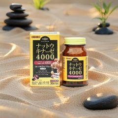 Nattokinase Orihiro Nhật Bản 4000FU - Viên Uống Hỗ Trợ Sức Khỏe Tim Mạch và Tuần Hoàn Máu - 60 Viên Bổ Sung Enzyme Tự Nhiên