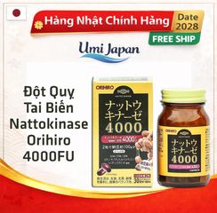 Nattokinase Orihiro Nhật Bản 4000FU - Viên Uống Hỗ Trợ Sức Khỏe Tim Mạch và Tuần Hoàn Máu - 60 Viên Bổ Sung Enzyme Tự Nhiên