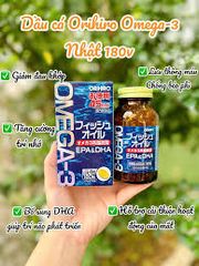 Dầu Cá Omega 3 Orihiro Nhật Bản - Bổ Sung DHA, EPA Tăng Cường Thị Lực và Trí Não - Lọ 180 Viên Nang Mềm