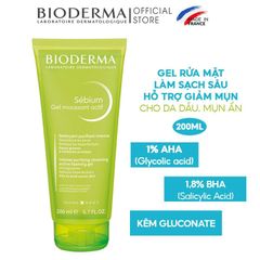 Gel Rửa Mặt Giảm Mụn Bioderma Sébium 200mL - Gel Cleansing Chống Mụn, Làm Sạch Sâu, Dành Cho Da Dầu và Dễ Bị Mụn