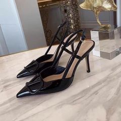 Giày Cao Gót Nữ Mũi Nhọn Chữ V Đen - Phong Cách Hàn Quốc - Dành Cho Ngày Thường - Size 36