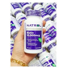 Viên Uống Hỗ Trợ Mọc Tóc Và Chống Rụng Tóc Natrol Biotin 10,000mcg Hộp 100 Viên