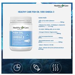 Dầu Cá Tự Nhiên Fish Oil 1000 mg Omega 3 Healthy Care Úc - Hỗ Trợ Tim Mạch & Phát Triển Trí Não, Hộp 400 Viên
