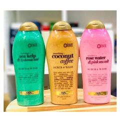 Sữa Tắm Tẩy Tế Bào Chết OGX Shea Soft & Smooth 577ml - Dưỡng Ẩm Da Mềm Mại, Hương Cà Phê & Dầu Dừa, Made in USA