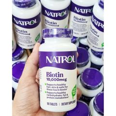 (Sales) Viên Uống Hỗ Trợ Mọc Tóc, Móng Natrol Biotin 10.000mcg 100 viên Nội Địa Mỹ Chính hãng