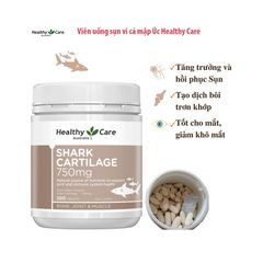 Viên Uống Sụn Vi Cá Mập Healthy Care 750mg - Hỗ Trợ Bổ Xương Khớp, Thị Lực và Tim Mạch, 200 Viên Điều Trị Khớp Hiệu Quả