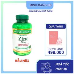 Viên uống bổ sung kẽm Nature’s Bounty Zinc 50mg - Hỗ trợ miễn dịch, chống oxy hóa, thân thiện với người ăn chay - 400 viên
