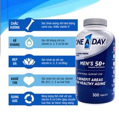 Viên Uống One A Day Men's 50+ Multivitamin 300 Viên - Vitamin Tổng Hợp Dành Cho Nam Giới, Tăng Cường Sức Khỏe và Đề Kháng