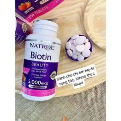 Viên Uống Mọc Tóc Natrol Biotin 5000mcg 250 viên Làm Đẹp Da, Chắc Móng Hàng Mỹ