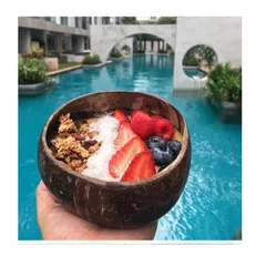 Bộ Bát gáo dừa + muỗng gỗ ăn Granola loại lớn