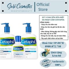 Combo 3 Chai Sữa Rửa Mặt Cetaphil Gentle Skin Cleanser 500ml/125ml - Sạch Nhẹ Dịu Cho Da Nhạy Cảm, Không Gây Kích Ứng