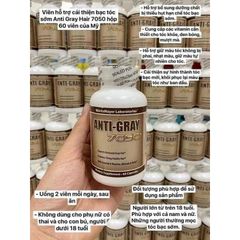 Viên Uống ANTI-GRAY 7050 - Hỗ Trợ Giảm Bạc Tóc, Phục Hồi Màu Đen Tự Nhiên, 60 Viên Bổ Sung Dưỡng Chất Tóc Khỏe Mạnh
