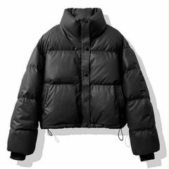 Áo phao nữ dáng ngắn màu đen phong cách Hàn Quốc - Áo khoác gió thời trang chất liệu lông vũ size M