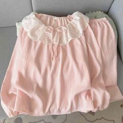 Bộ Đồ Ngủ Nữ Pijama Dễ Thương Mùa Thu - Mẫu Đơn Giản Màu Vàng Hồng Thoải Mái Hàng Ngày từ Wego