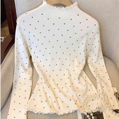 Áo Hoodie Nữ Wego - Áo Giữ Nhiệt Màu Kem Chấm Bi - Thời Trang Thu Đông Cho Phái Đẹp