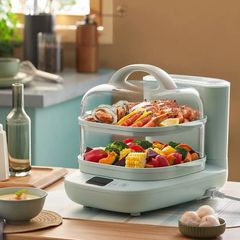 Nồi Hấp Điện Hai Tầng Bear DZG-C60K1 - Dung Tích 5L, 11 Mức Nhiệt, Tính Năng Khử Clo, An Toàn Cho Gia Đình