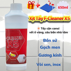 Nước Tẩy Trắng Vệ Sinh Sàn Nhá Dạng Xịt F-Cleaner X5 650ml - Sản Phẩm Làm Sạch Đường Ron Xi Măng và Bề Mặt Gạch Men