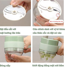 Máy Cắt Lát Tỏi Ớt Mini Cầm Tay - Máy Xay Thực Phẩm Đa Năng Pin Sạc, Dễ Dàng Vệ Sinh, Tiện Lợi Cho Nhà Bếp