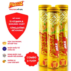 Viên sủi Plusssz Max Multivitamin vị cam không đường - Tăng sức đề kháng, hỗ trợ sức khỏe cho mọi lứa tuổi, hàng nhập khẩu từ Châu Âu