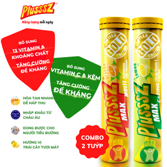 Viên Sủi PLUSSSZ MAX Multivitamin hương vị Cam và Vitamin C & Kẽm vị Chanh - Tăng cường sức đề kháng, dễ hòa tan 20 viên mỗi tuýp