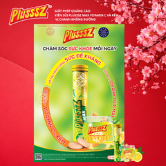 Viên sủi Plusssz Max Vitamin C & Zinc hương chanh - Tăng cường miễn dịch, hỗ trợ sức khỏe - Tuýp 20 viên dễ hòa tan