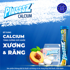 Viên Sủi Plusssz Calcium Hương Đào Mix Chanh Leo Không Đường - Tăng Cường Sức Khỏe Xương Khớp, Hỗ Trợ Phòng Ngừa Loãng Xương (20 Viên)