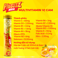 Combo Viên Sủi PLUSSSZ MAX Multivitamin vị Cam & Calcium vị Đào, Chanh Leo – Tăng Cường Sức Đề Kháng, Duy Trì Sức Khoẻ