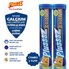[COMBO 2 TUÝP X 20 VIÊN] PLUSSSZ CALCIUM vị đào, chanh leo không đường - Hàng nhập khẩu