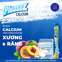 [COMBO 2 TUÝP X 20 VIÊN] PLUSSSZ CALCIUM vị đào, chanh leo không đường - Hàng nhập khẩu