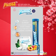 Viên Sủi Canxi Hữu Cơ PLUSSSZ 20 Viên - Hương Đào & Chanh Leo - Hỗ Trợ Giảm Loãng Xương, Dinh Dưỡng Bổ Sung Sức Khỏe Xương